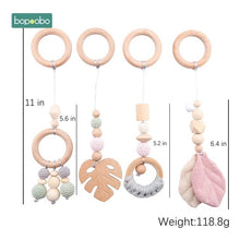 Load image into Gallery viewer, 1set Animals Wooden Pendant Baby Play Gym BPA Free Food Grade Wooden Teether Toys Interactive Baby Birth Gift Wooden Blank Toys