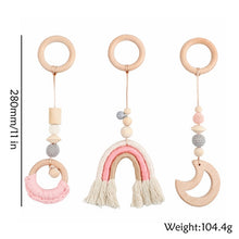 Load image into Gallery viewer, Let's Make Baby Gym Wood Crochet Star Bell Unicorn Beech Wood Teething Toys Play Gym Set Baby Shower Gift Toys For Newborn 1 Set