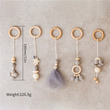 Load image into Gallery viewer, Let's Make Baby Gym Wood Crochet Star Bell Unicorn Beech Wood Teething Toys Play Gym Set Baby Shower Gift Toys For Newborn 1 Set