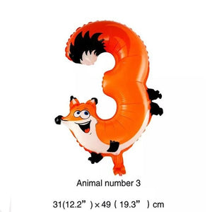 30-50cm 16 Inches Animal Cartoon Number Foil Balloons Party Hat Digit Birthday Party for Kids Toys