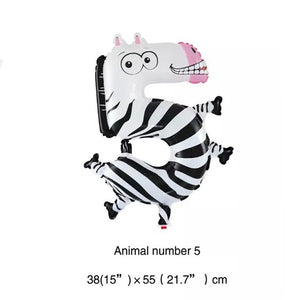 30-50cm 16 Inches Animal Cartoon Number Foil Balloons Party Hat Digit Birthday Party for Kids Toys