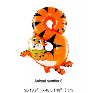 30-50cm 16 Inches Animal Cartoon Number Foil Balloons Party Hat Digit Birthday Party for Kids Toys