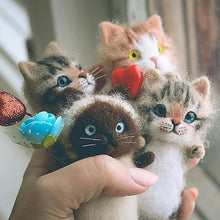 Load image into Gallery viewer, Cute and interesting handmade toys DIY wool felt cat kits unfinished plush doll poking music toy gift
