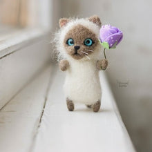 Load image into Gallery viewer, Cute and interesting handmade toys DIY wool felt cat kits unfinished plush doll poking music toy gift
