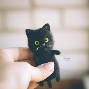 Cute and interesting handmade toys DIY wool felt cat kits unfinished plush doll poking music toy gift