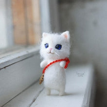 Load image into Gallery viewer, Cute and interesting handmade toys DIY wool felt cat kits unfinished plush doll poking music toy gift
