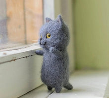 Load image into Gallery viewer, Cute and interesting handmade toys DIY wool felt cat kits unfinished plush doll poking music toy gift
