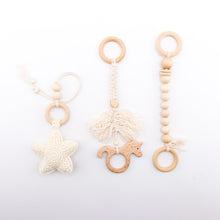 Load image into Gallery viewer, Let&#39;s Make Baby Gym Wood Crochet Star Bell Unicorn Beech Wood Teething Toys Play Gym Set Baby Shower Gift Toys For Newborn 1 Set
