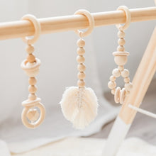 Load image into Gallery viewer, Let&#39;s Make Baby Gym Wood Crochet Star Bell Unicorn Beech Wood Teething Toys Play Gym Set Baby Shower Gift Toys For Newborn 1 Set
