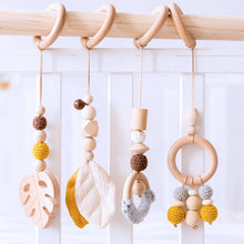 Load image into Gallery viewer, 1set Animals Wooden Pendant Baby Play Gym BPA Free Food Grade Wooden Teether Toys Interactive Baby Birth Gift Wooden Blank Toys
