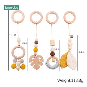 1set Animals Wooden Pendant Baby Play Gym BPA Free Food Grade Wooden Teether Toys Interactive Baby Birth Gift Wooden Blank Toys