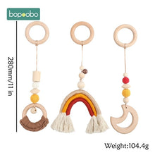 Load image into Gallery viewer, 1set Animals Wooden Pendant Baby Play Gym BPA Free Food Grade Wooden Teether Toys Interactive Baby Birth Gift Wooden Blank Toys
