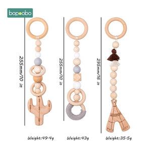 1set Animals Wooden Pendant Baby Play Gym BPA Free Food Grade Wooden Teether Toys Interactive Baby Birth Gift Wooden Blank Toys