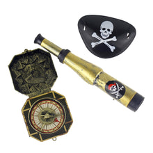 Load image into Gallery viewer, 3Pcs Children Kid&#39;s Pirate Party Toys Supplier Plastic Pirate Patch with Skull Dress Up Prop Compass Mini Telescope Halloween
