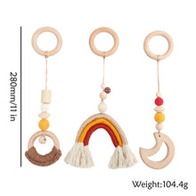 Load image into Gallery viewer, Let&#39;s Make Baby Gym Wood Crochet Star Bell Unicorn Beech Wood Teething Toys Play Gym Set Baby Shower Gift Toys For Newborn 1 Set
