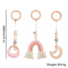 Load image into Gallery viewer, Let&#39;s Make Baby Gym Wood Crochet Star Bell Unicorn Beech Wood Teething Toys Play Gym Set Baby Shower Gift Toys For Newborn 1 Set
