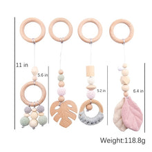 Load image into Gallery viewer, Let&#39;s Make Baby Gym Wood Crochet Star Bell Unicorn Beech Wood Teething Toys Play Gym Set Baby Shower Gift Toys For Newborn 1 Set
