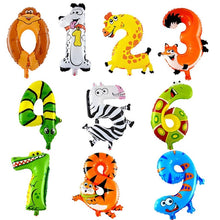 Load image into Gallery viewer, 30-50cm 16 Inches Animal Cartoon Number Foil Balloons Party Hat Digit Birthday Party for Kids Toys
